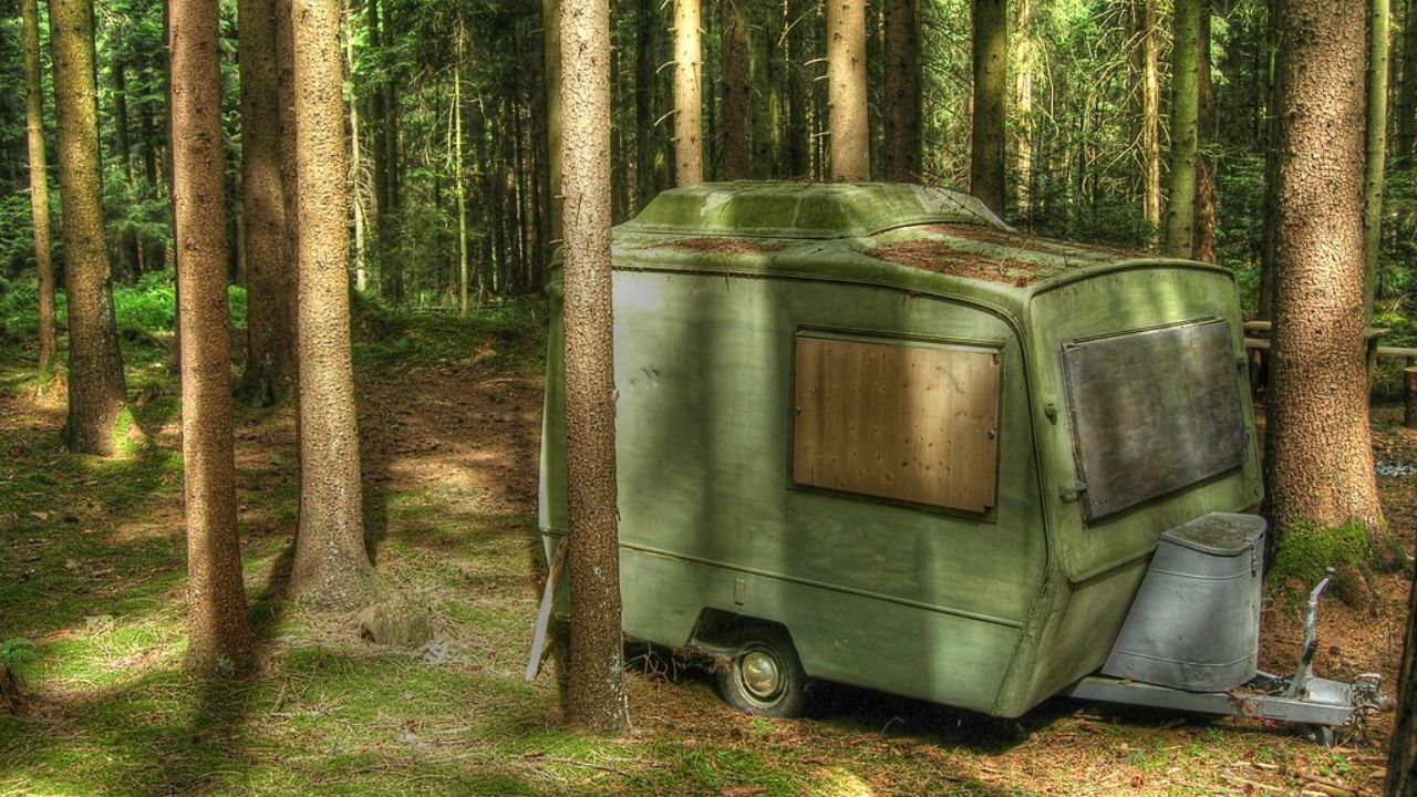 Wohnwagen im Wald